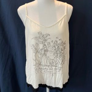 ✨Disney✨Cream/Black Dreams Come True Princesses👑 Lace trim Halter Top XL